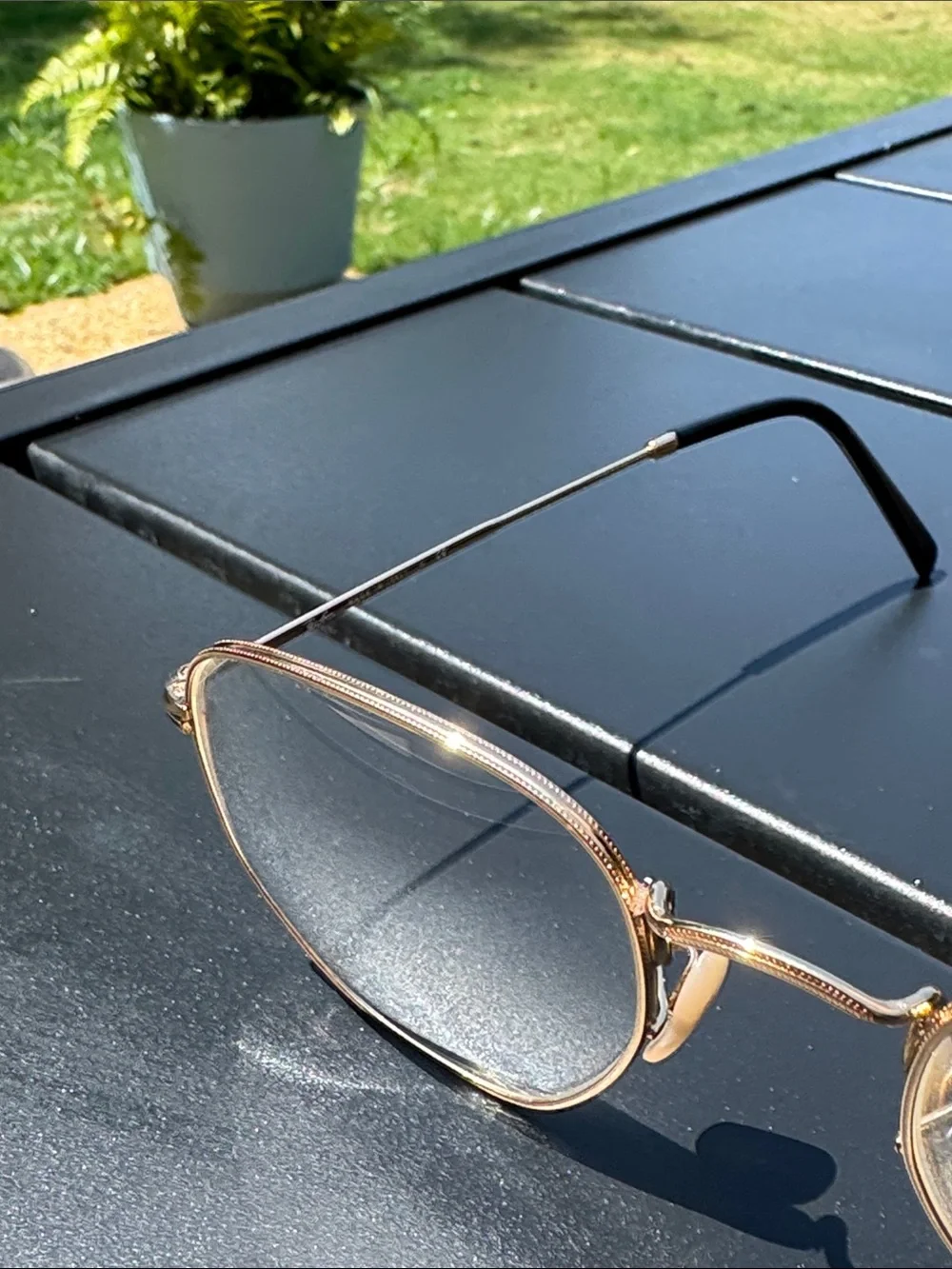 Ray-Ban Gold Women's Hexagon Glasses with Brown Case